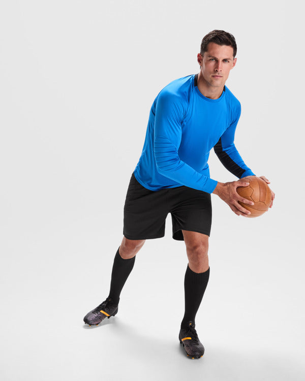 Roly Porto men's long-sleeve T-shirt in black/fluor yellow, alternative view, ready for logo printing or embroidery