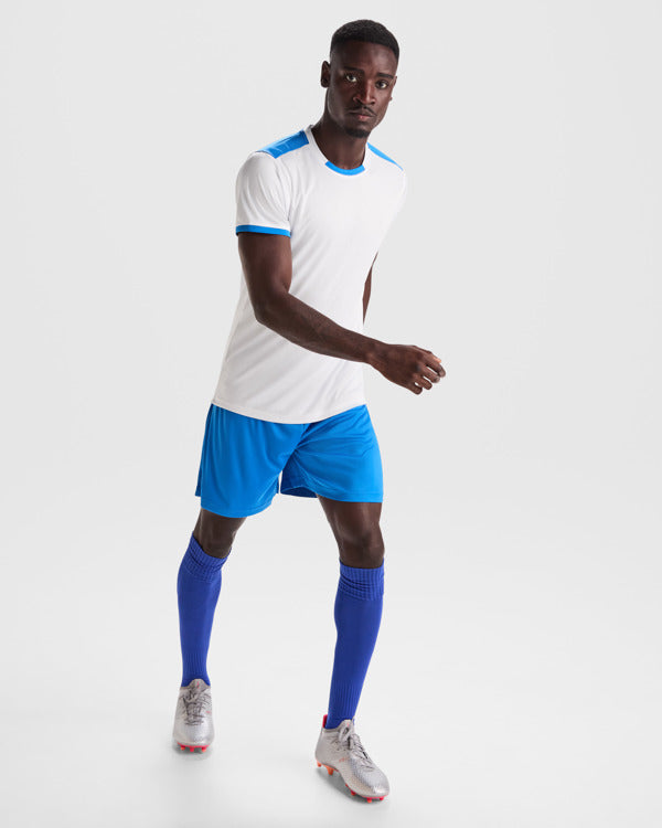 Roly Racing men's sports set in white/royal blue, alternative view, ready for logo printing or embroidery