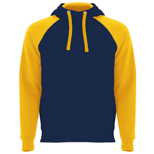 Roly Badet unisex hoodie in cobalt blue/golden yellow, ready for logo printing or embroidery
