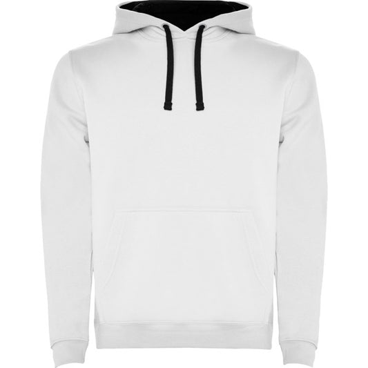 Roly Urban men's hoodie in white/navy blue, ready for logo printing or embroidery