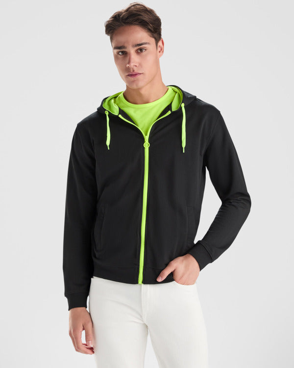 Roly Fuji men's hoodie in black, alternative view, ready for logo printing or embroidery