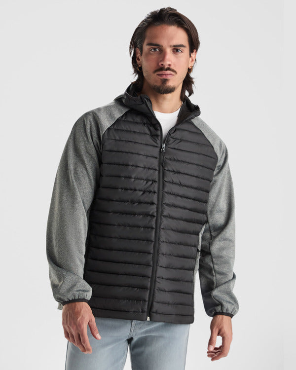 Roly Minsk men's jacket in black/lead, alternative view, ready for logo printing or embroidery