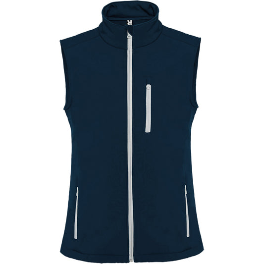 Roly Nevada men's softshell gilet in navy blue, ready for logo printing or embroidery
