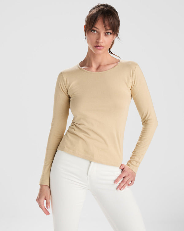 Roly Extreme Woman women's long-sleeve T-shirt in white, alternative view, ready for logo printing or embroidery