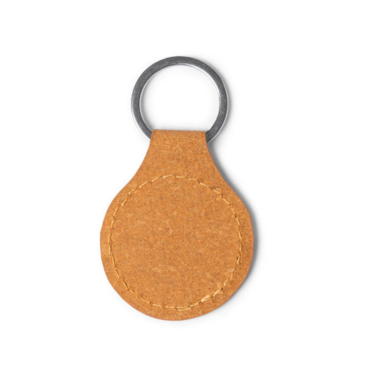 Stamina Luxor recycled leather keyring in round, ready for logo printing
