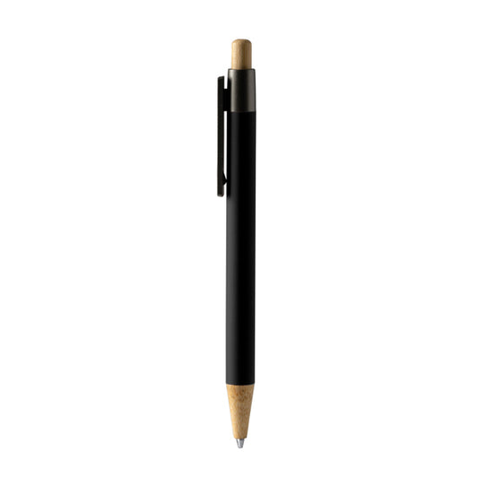 Stamina Copla bamboo ball pen in black, ready for logo printing