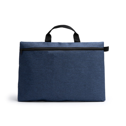 Stamina Draper recycled polyester RPET laptop bag in heather denim, ready for logo printing
