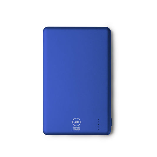 Stamina Terium recycled aluminium power bank 5000 mAh in royal blue, ready for logo printing