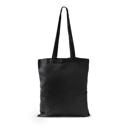 Stamina Dorsi organic cotton tote bag in black, ready for logo printing