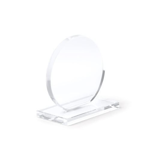 Stamina Garay circular design glass trophy, ready for laser engraving