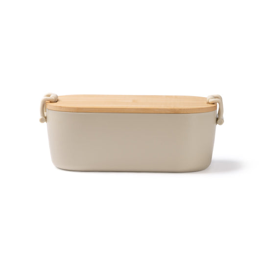 Stamina Briox pP and bamboo lunch box in beige, ready for logo printing