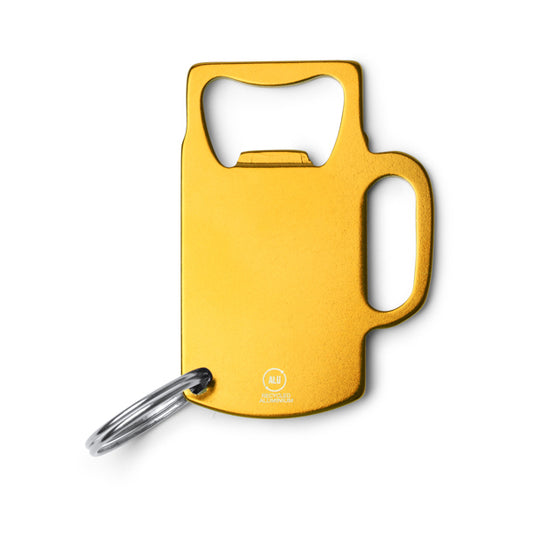 Stamina Artois recycled aluminium keyring in yellow, ready for laser engraving