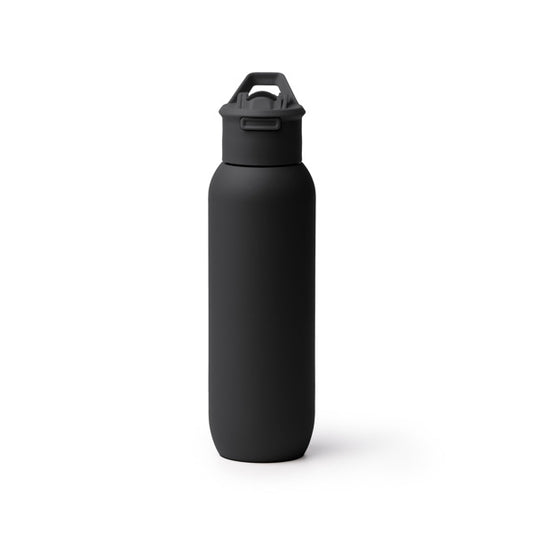 Stamina Bulgon recycled stainless steel vacuum flask in black, ready for laser engraving