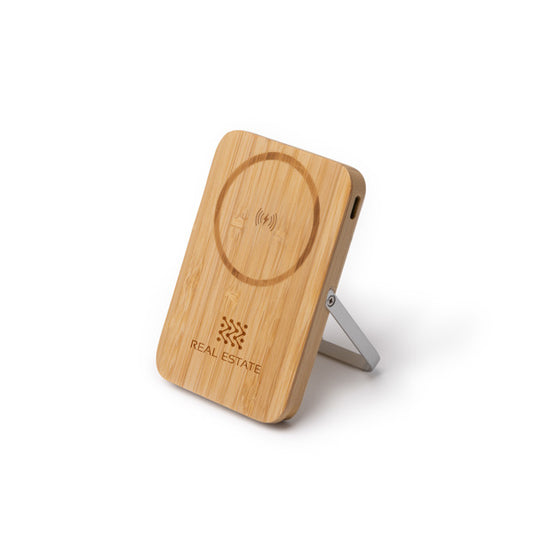Stamina Yokas bamboo and recycled aluminium power bank, ready for logo printing