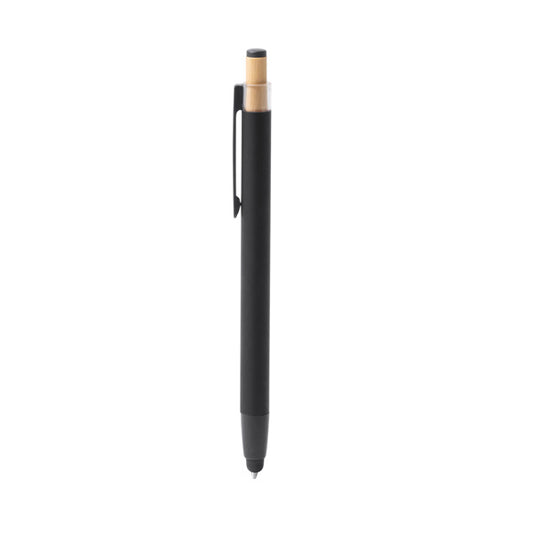 Stamina Kean recycled aluminium and bamboo ball pen in black, ready for logo printing