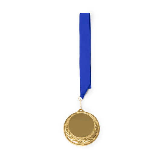 Stamina Dresel metal medal in royal blue, ready for laser engraving