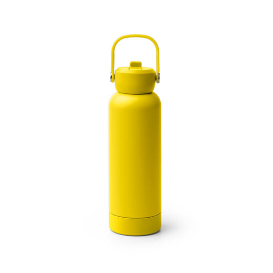 Stamina Midgar recycled steel vacuum flask with straw 730 ml in yellow, ready for laser engraving