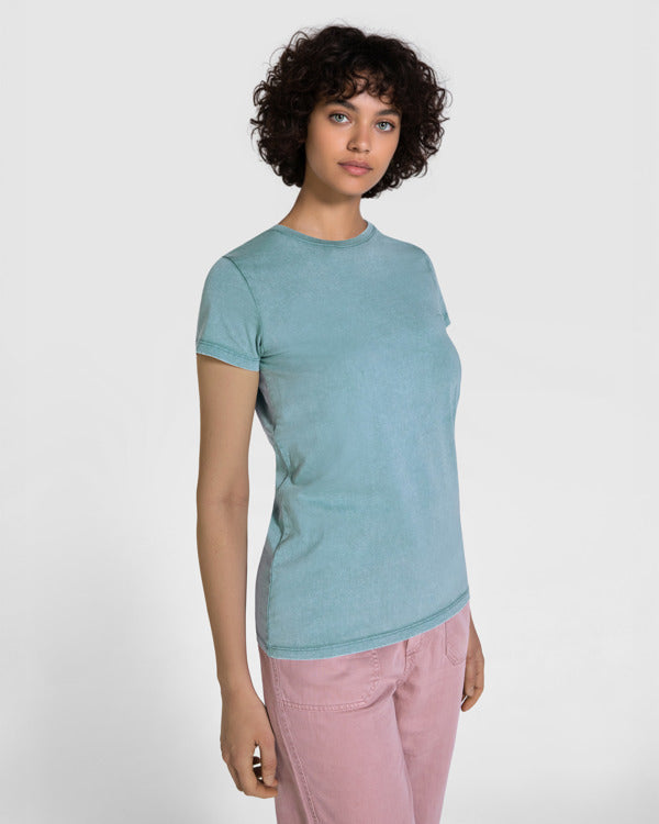 Roly Fiyi women's T-shirt in sweet yellow wash, alternative view, ready for logo printing or embroidery