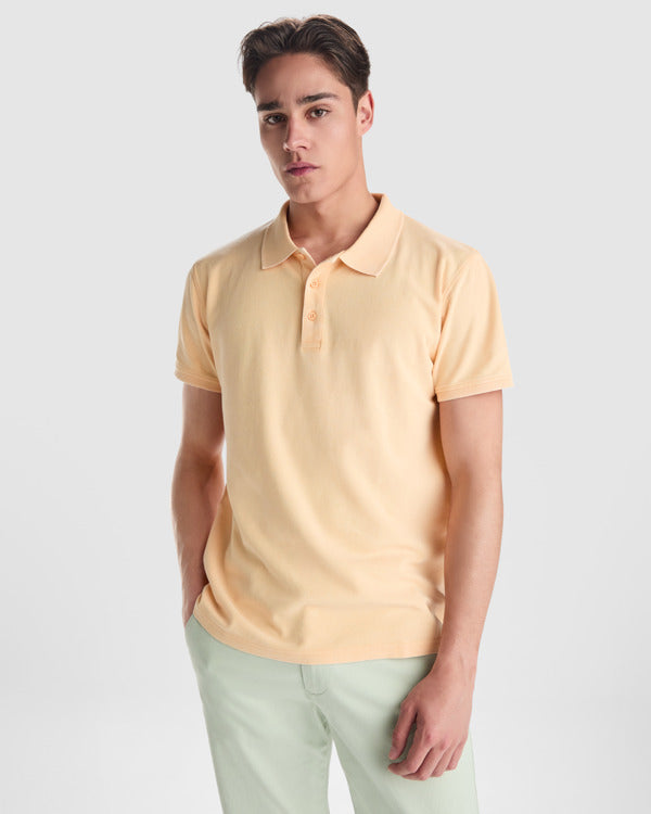 Roly Cobain unisex polo shirt in sweet yellow wash, alternative view, ready for logo printing or embroidery