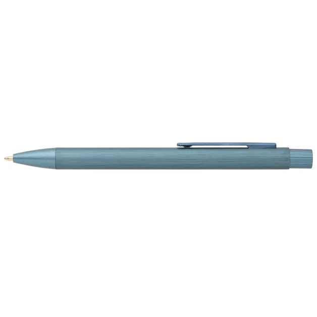 Majesty Recycled Aluminium Textured Pen promotional pen in steel blue laser engraved with your company logo