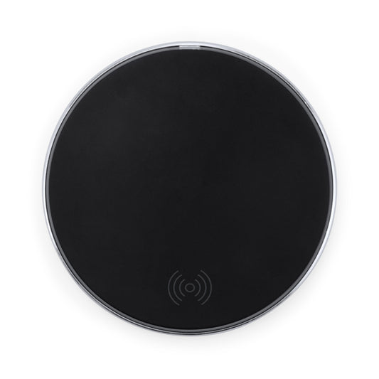 Stamina Falcon wireless charger with 10w of power in black, ready for logo printing