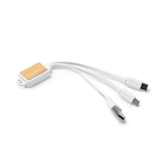 Stamina Astro plastic and bamboo charging cable, ready for laser engraving