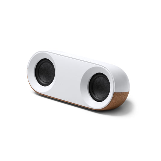 Stamina Mambo recycled ABS and cork Bluetooth speaker, ready for logo printing