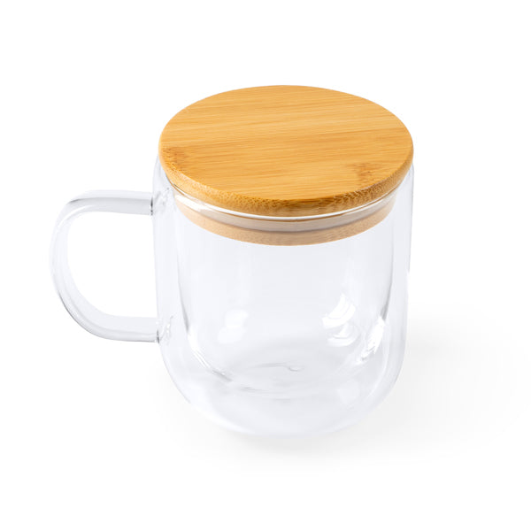 Stamina Indal glass and bamboo thermal cup 280 ml, ready for laser engraving