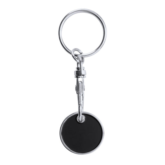 Stamina Tonic metal and enamel keyring in black, ready for logo printing