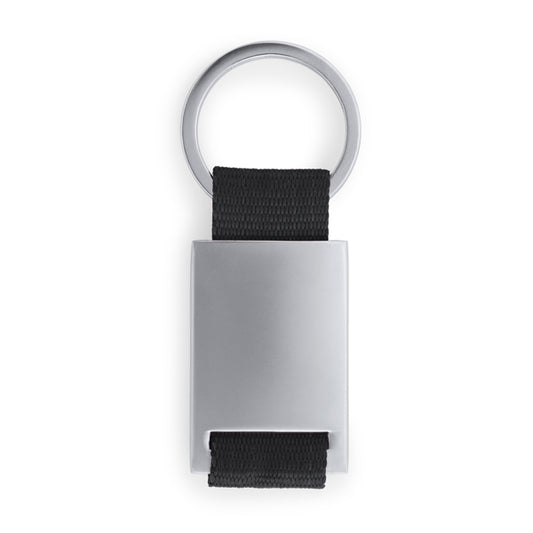 Stamina Mineral metal and polyester keyring in black, ready for logo printing