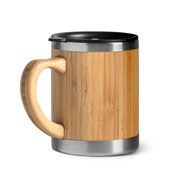 Stamina Pana stainless steel and bamboo thermal cup 340 ml, ready for laser engraving