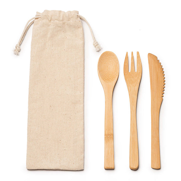 Stamina Colmer natural bamboo cutlery set, ready for laser engraving