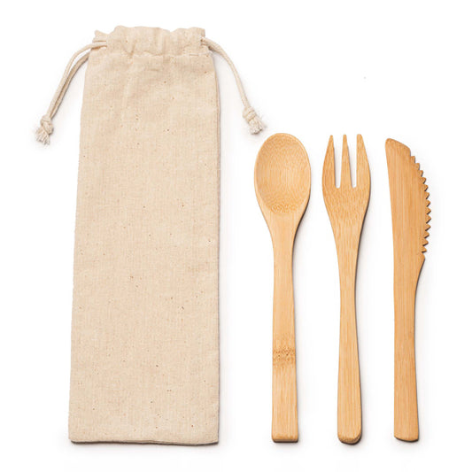 Stamina Colmer natural bamboo cutlery set, ready for laser engraving