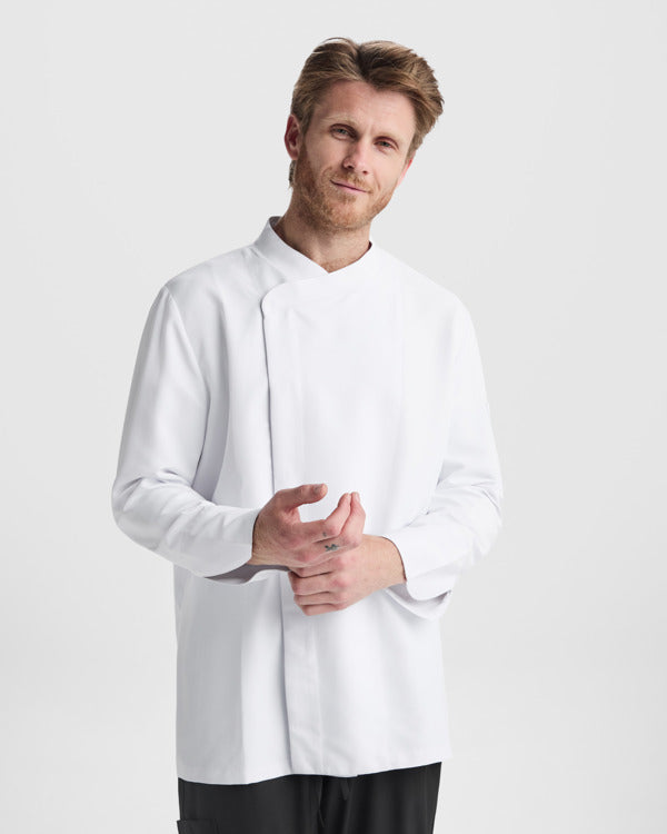 Roly WRK Dabiz unisex jacket in white, alternative view, ready for logo printing or embroidery
