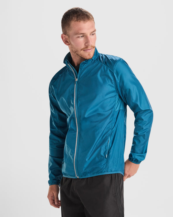 Roly Glasgow men's windbreaker in black, alternative view, ready for logo printing or embroidery