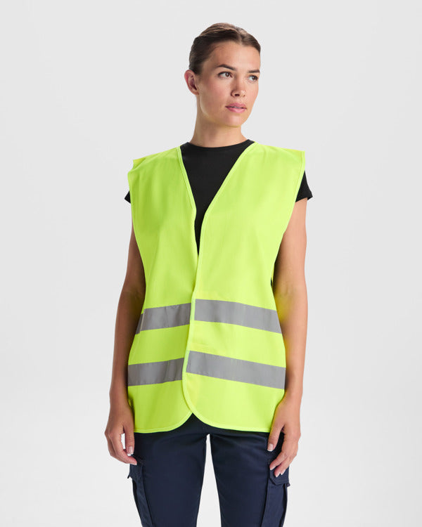 Roly WRK Sirio men's gilet in fluor yellow, alternative view, ready for logo printing or embroidery