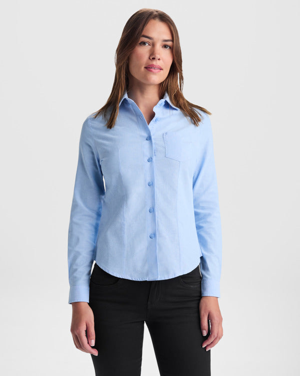 Roly WRK Oxford Woman women's shirt in white, alternative view, ready for logo printing or embroidery