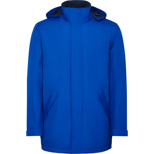 Roly America men's parka in royal blue, ready for logo printing or embroidery
