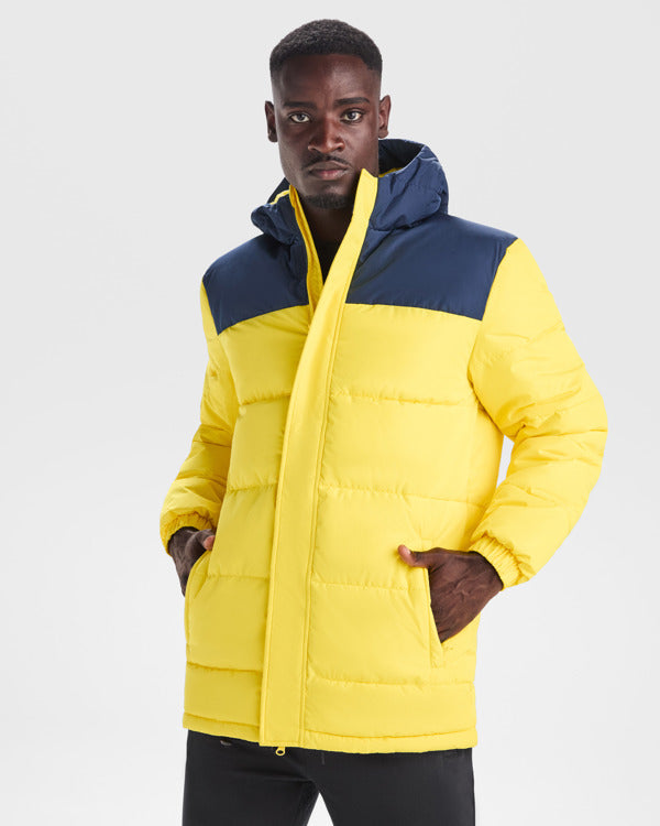 Roly Tallin men's parka in yellow/navy blue, alternative view, ready for logo printing or embroidery
