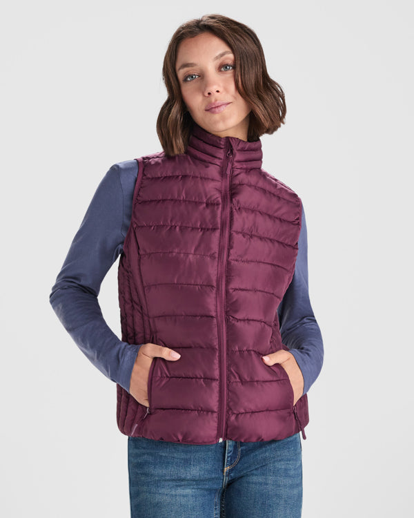 Roly Oslo Woman women's padded gilet in black, alternative view, ready for logo printing or embroidery