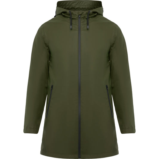 Roly Sitka unisex raincoat in dark army green, ready for logo printing or embroidery