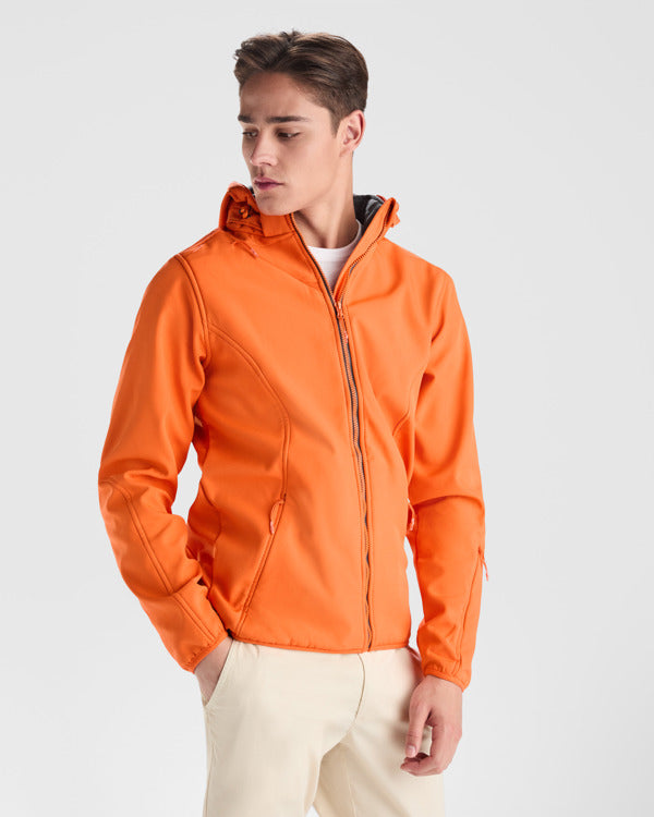 Roly Siberia men's softshell jacket in black/punch lime, alternative view, ready for logo printing or embroidery