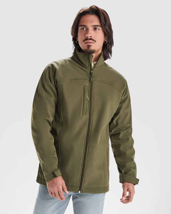 Roly Rudolph men's softshell jacket in black, alternative view, ready for logo printing or embroidery