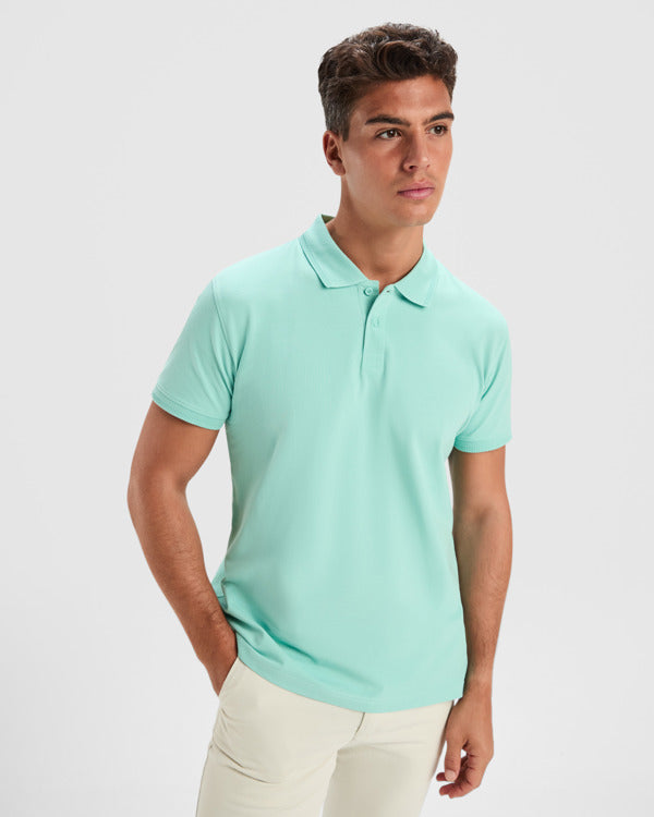 Roly Wos unisex polo shirt in white, alternative view, ready for logo printing or embroidery