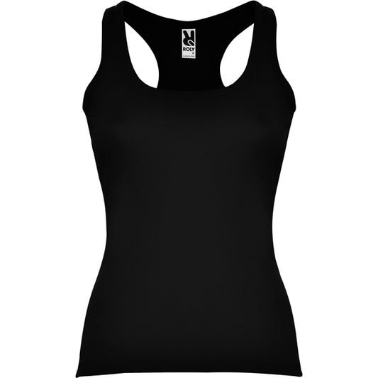 Roly Carolina women's tank top in black, ready for logo printing or embroidery
