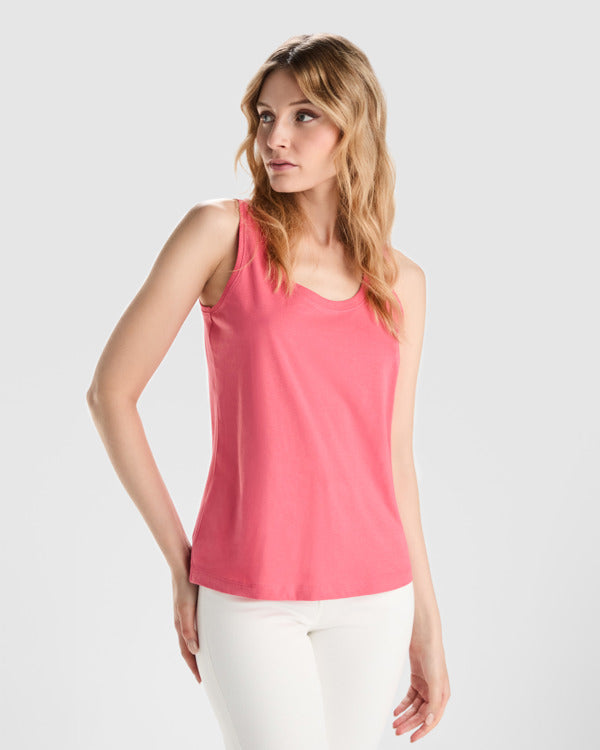Roly Nara women's tank top in white, alternative view, ready for logo printing or embroidery