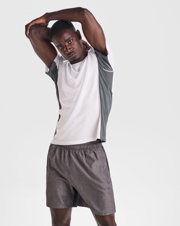 Roly Shanghai men's T-shirt in white/dark lead, alternative view, ready for logo printing or embroidery