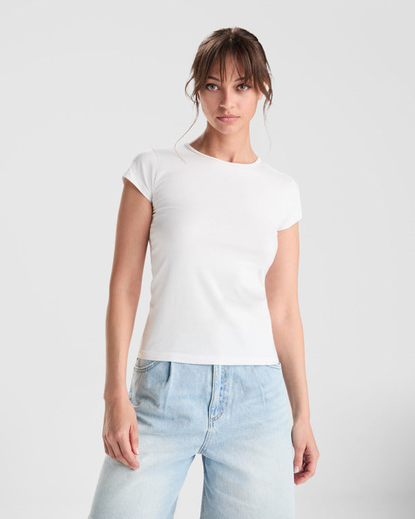 Roly Bali women's T-shirt in white, alternative view, ready for logo printing or embroidery