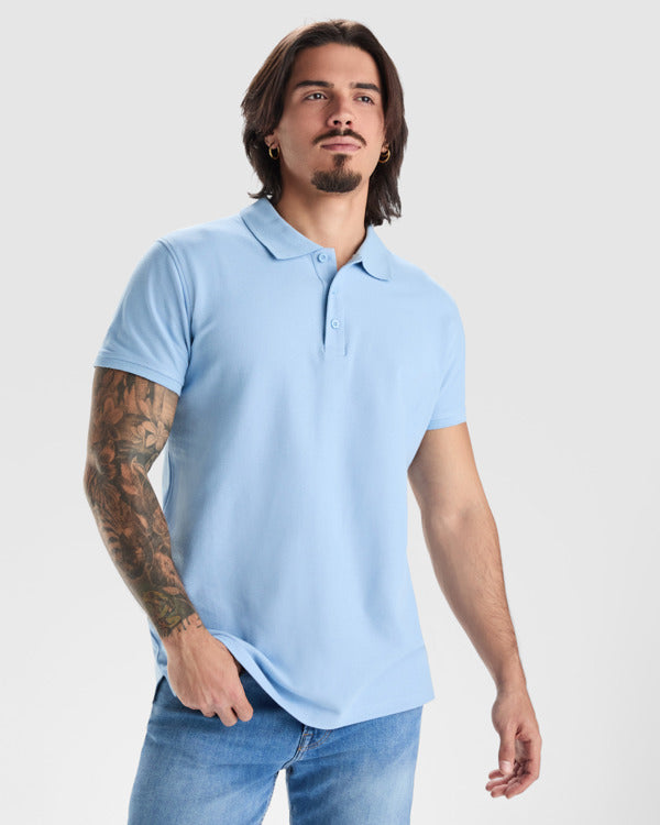 Roly Star men's polo shirt in white, alternative view, ready for logo printing or embroidery