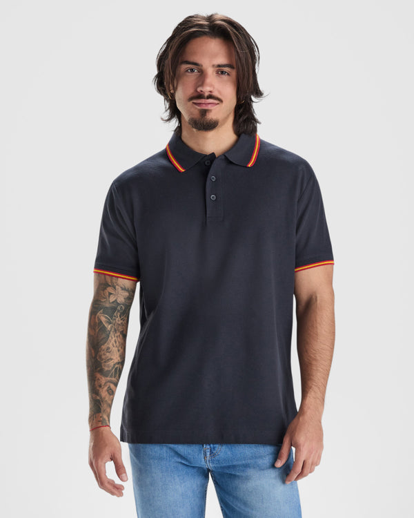 Roly Nation men's polo shirt in white, alternative view, ready for logo printing or embroidery